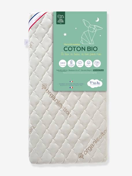 Mon p'tit matelas Coton Bio déhoussable 60x120 cm P'TIT LIT blanc 