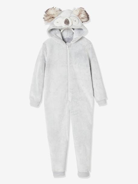 Surpyjama koala en velours enfant gris clair chiné 