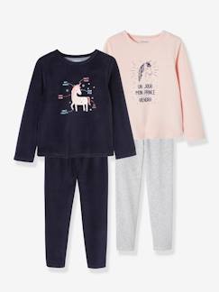 Einhorn-Mädchen-Pyjama, Overall-2er-Pack Mädchen Samt-Schlafanzüge EINHORN BASIC
