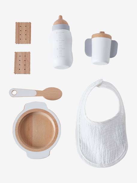 Set accessoires repas poupon en bois FSC® blanc 