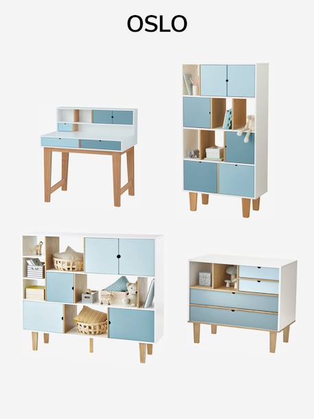 Bureau junior 'Oslo' 6-10 ans BLEU+VERT MOYEN UNI AVEC DECOR 