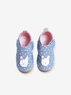 Must-haves für Baby-Schuhe-Babyschuhe 17-26-Hausschuhe, Krabbelschuhe-Mädchen Baby Hausschuhe mit Klett, Chambray