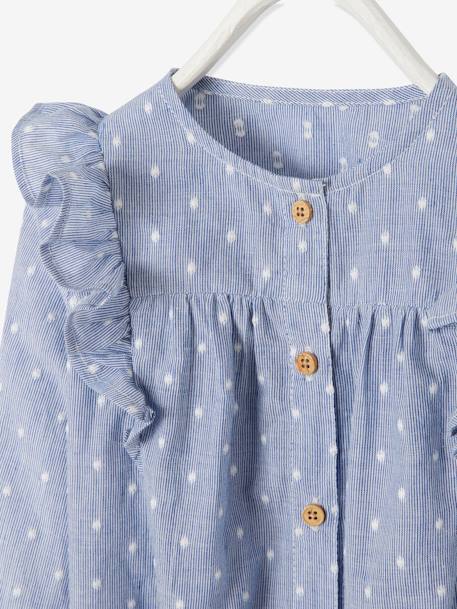 Blouse volantée bébé fille indigo rayé 