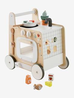 Spielzeug-Nachahmungsspiele-Küche, Geschirr und Lebensmittel-3-in-1-Lauflernwagen mit Spielküche FSC®