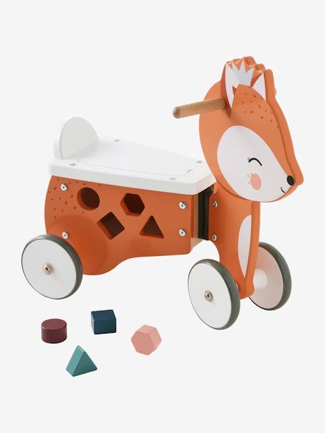 Rutschfahrzeug „Fuchs“ mit Spielzeugkiste aus FSC® Holz braun 