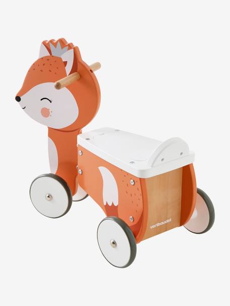 Rutschfahrzeug „Fuchs“ mit Spielzeugkiste aus FSC® Holz braun 
