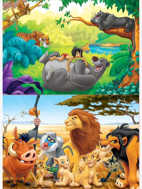 Lot de 2 puzzles bois 50 pièces Disney® Animal Friends Roi Lion + Livre de la jungle  EDUCA VERT 