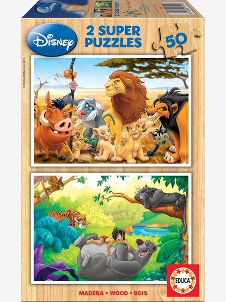 Lot de 2 puzzles bois 50 pièces Disney® Animal Friends Roi Lion + Livre de la jungle  EDUCA VERT 