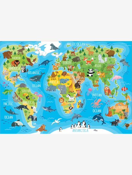 Puzzle 150 pièces Mappemonde Animaux EDUCA BLEU 