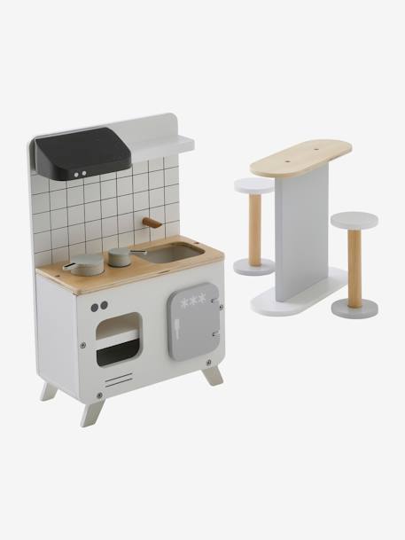 Küchenmöbel für Modepuppen aus Holz mehrfarbig 
