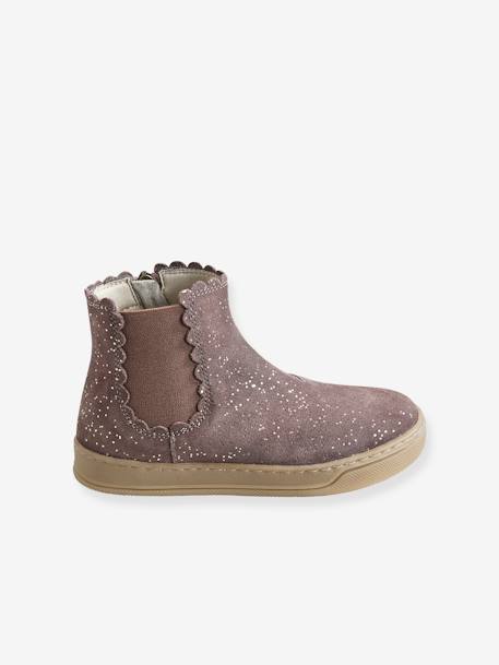 Boots élastiqués et zippés fille marine+taupe 