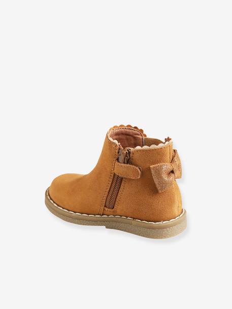 Boots cuir bébé fille élastiqués CAMEL 