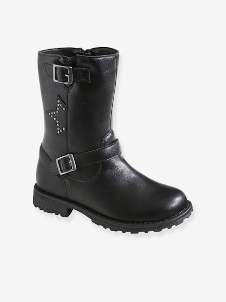 Bottes esprit motard fille noir 