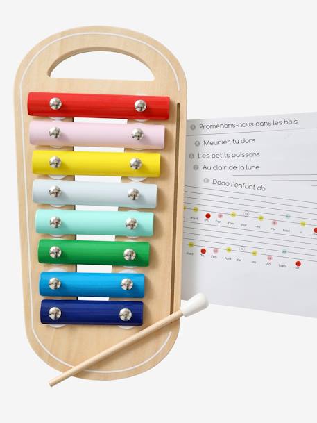 Xylophone avec partitions en bois FSC® multicolore 