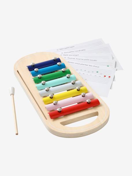 Xylophone avec partitions en bois FSC® multicolore 