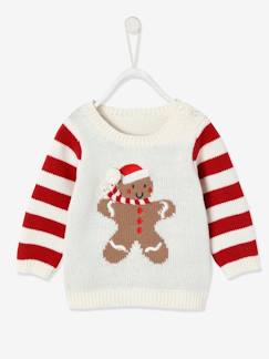 Erstes Weihnachten-Baby-Pullover, Strickjacke, Sweatshirt-Pullover-Weihnachtspullover mit Lebkuchenmännchen