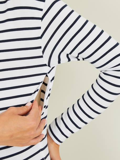 Shirt in Wickelform, Schwangerschaft & Stillzeit Oeko-Tex weiß/blau gestreift+weiß/rot gestreift 