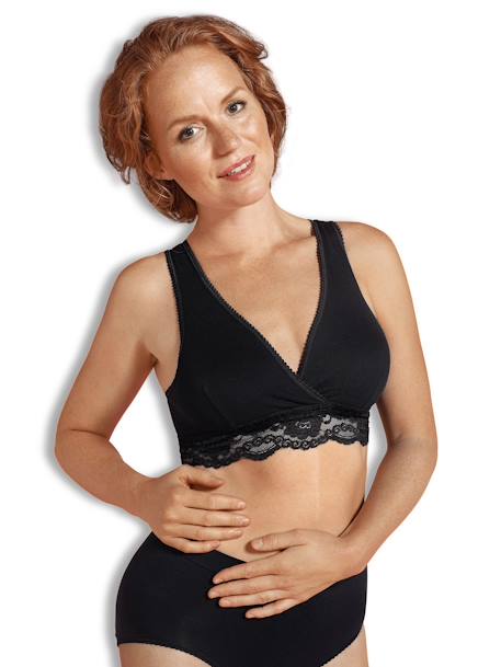 Soutien-gorge cache-coeur de grossesse et d'allaitement en coton bio CARRIWELL Noir 