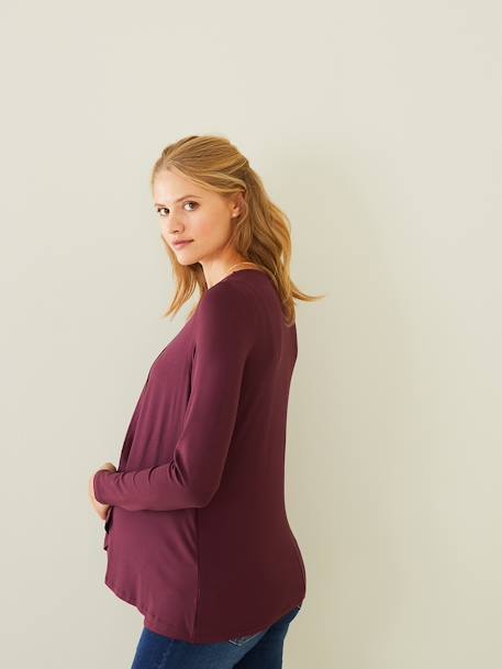 Shirt für Schwangerschaft und Stillzeit AUBERGINE+MARINE/BLUMEN 