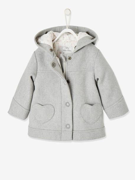 Manteau à capuche bébé fille gris clair chine+taupe 