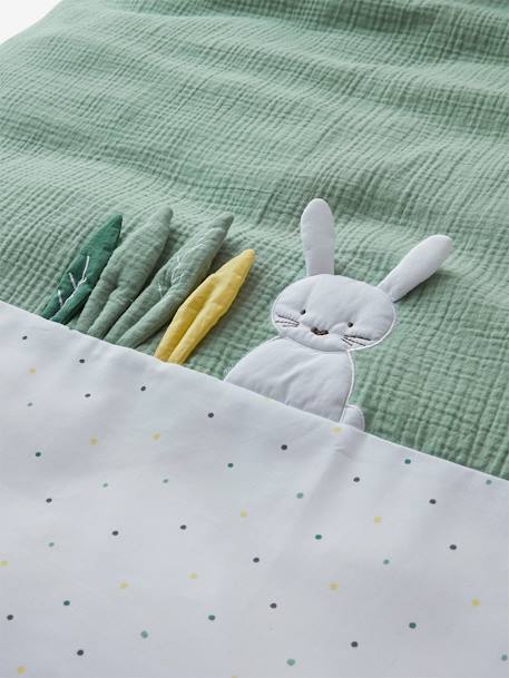 Baby Bettbezug „Green Rabbit“ mit Musselin GRÜN 