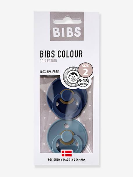 Lot de 2 lolettes BIBS Colour, taille 2 de 6 à 8 mois bleu profond+bleu pétrole+blush+rose poudré + vanille+terracotta + rose poudré+vert amande/kaki+vert sauge 
