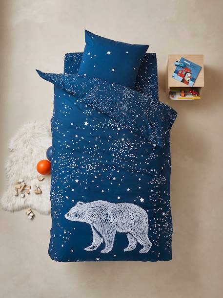 Drap-housse enfant OURS POLAIRE bleu foncé 