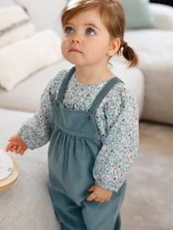 Motif fleurs-Bébé-Salopette, combinaison-Ensemble blouse et salopette velours bébé fille