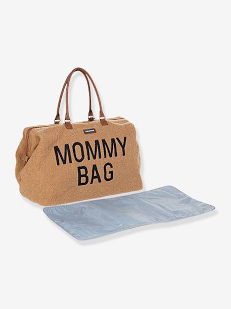 Grosse Wickeltasche „Mommy bag“, Teddyfleece CHILDHOME BEIGE+wollweiß 