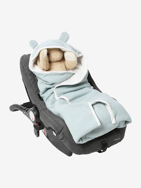 Babydecke für den Autositz GRAUGRÜN+karamell+ROSA 