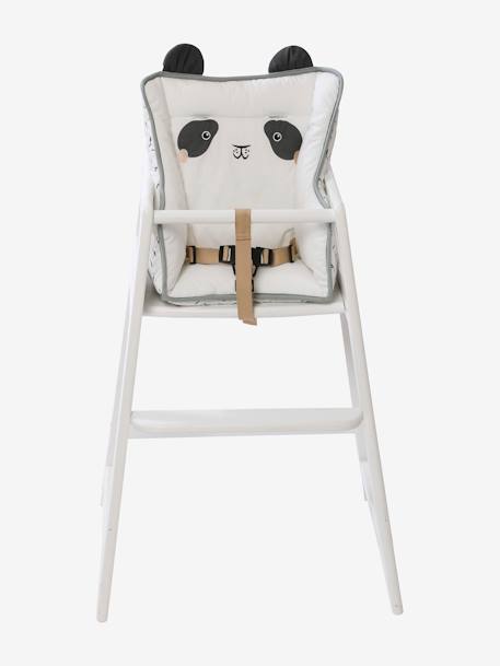Coussin de chaise haute VERTBAUDET ivoire Panda+moutarde+rayé bleu 