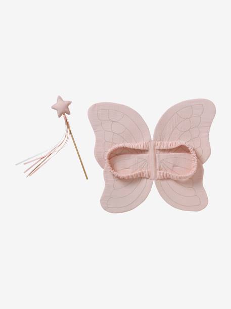 Kinder Kostüm-Set: Schmetterlingsflügel + Zauberstab ROSA 