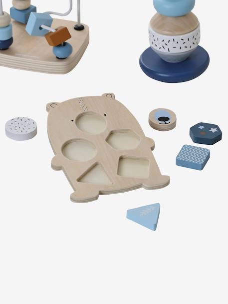 3-teiliges Baby Spielzeug-Set, Motorikspiele Holz FSC®, essentials BLAU 