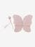 Ailes de papillon en gaze de coton + baguette magique rose 