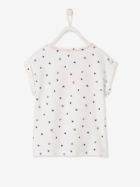 T-shirt coeurs détail irisé fille blanc imprimé 