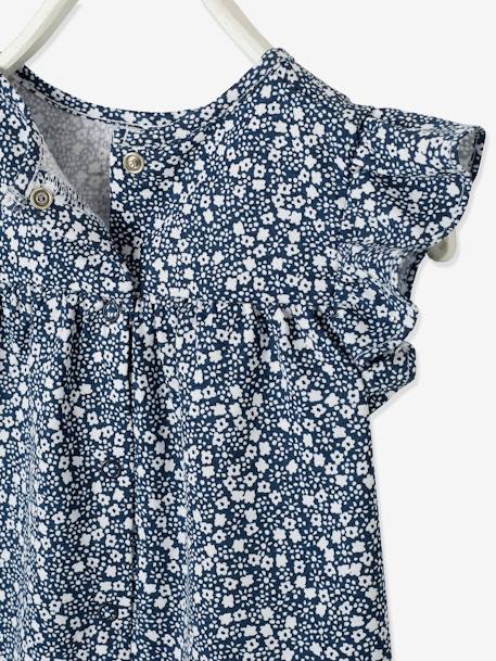 Mädchen Baby T-Shirt, Blumen MARINE BEDRUCKT+ORANGE BEDRUCKT+türkis 