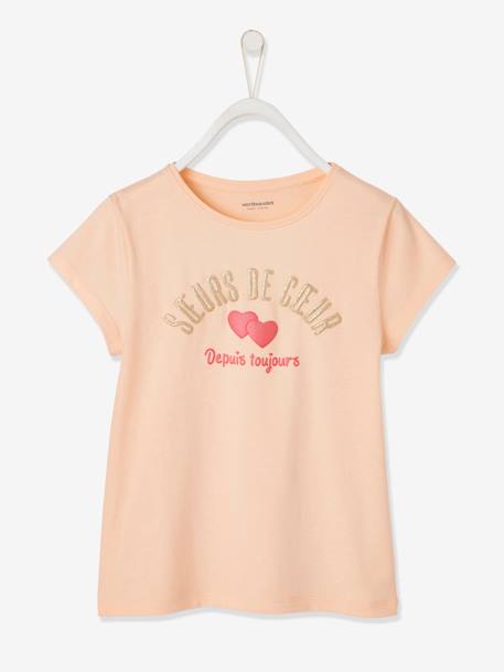 Mädchen T-Shirt, Message-Print pfirsich 
