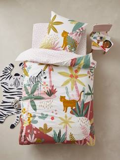 Linge de maison et décoration-Linge de lit enfant-Parure Fourre de duvet + taie d'oreiller enfant PINK JUNGLE