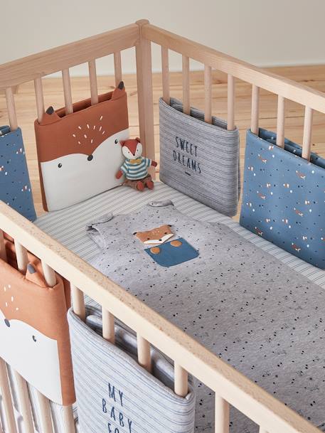 Polster für Babybett-Gitterstäbe „Baby Fox“ BLAU/MEHRFARBIG 