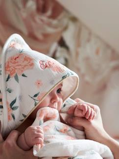 Sommerstoffe-Babyartikel-Baby Kapuzenbadetuch „Rosentraum“, personalisierbar