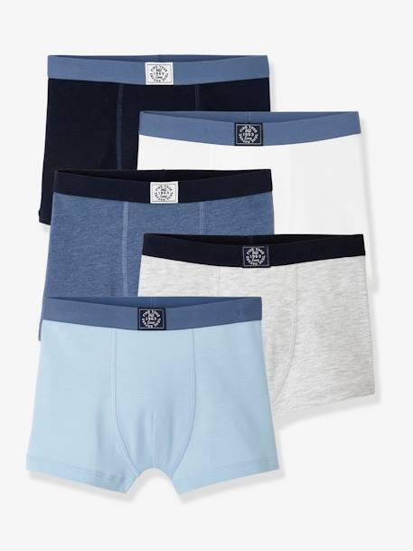 Lot de 5 boxers garçon bleu clair 