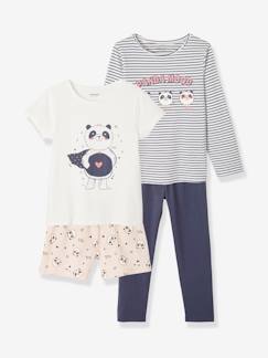 Fille-Pyjama, surpyjama-Lot pyjama + pyjashort panda
