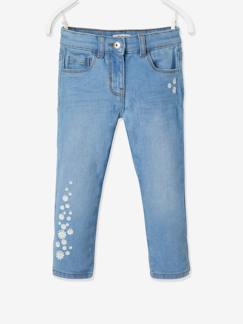 Mädchen-Mädchen 3/4-Jeans, Blumenstickerei