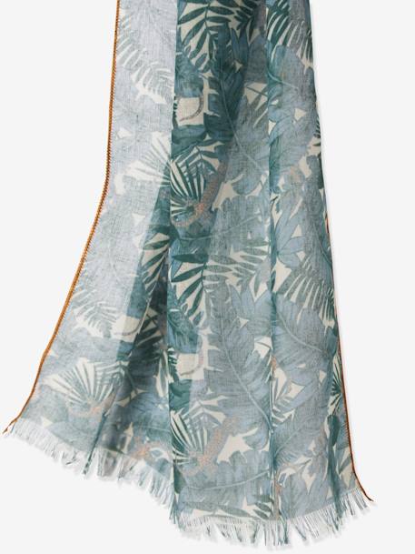 Foulard garçon imprimé jungle vert grisé 