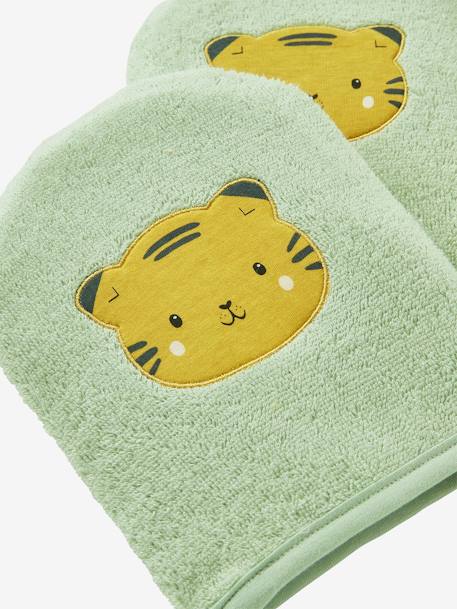 2er-Pack Waschhandschuhe 'Panda' CURRY+grün tiger 