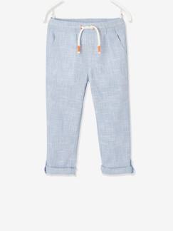 Pantalons faciles à enfiler-Garçon-Pantalon léger retroussable en pantacourt aspect lin tissé garçon