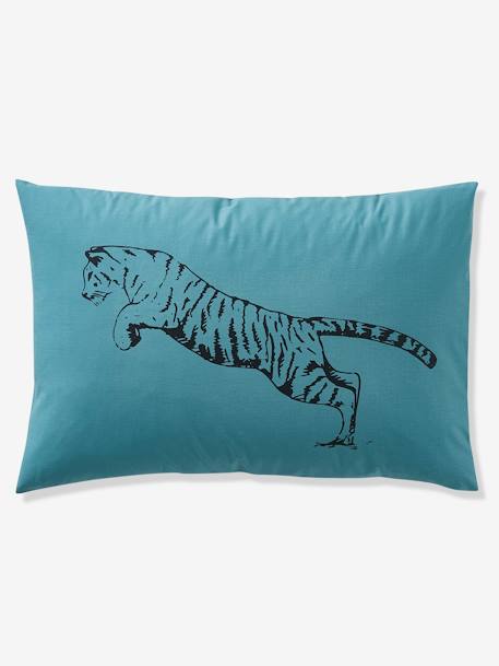 Parure fourre de duvet + taie d'oreiller TIGER bleu 