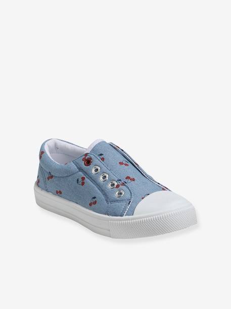 Mädchen Stoff-Sneakers mit Gummizug blau/kirschen 