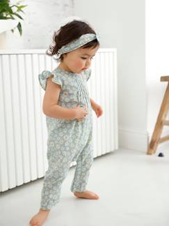 Robes et combinaison bébé-Bébé-Salopette, combinaison-Ensemble combinaison + bandeau imprimés bébé fille