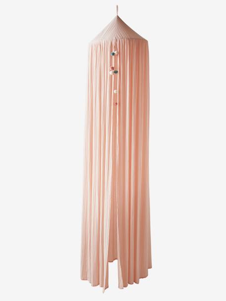 Ciel de lit en gaze de coton EAU DE ROSE cannelle+puder+rose+vert sauge 